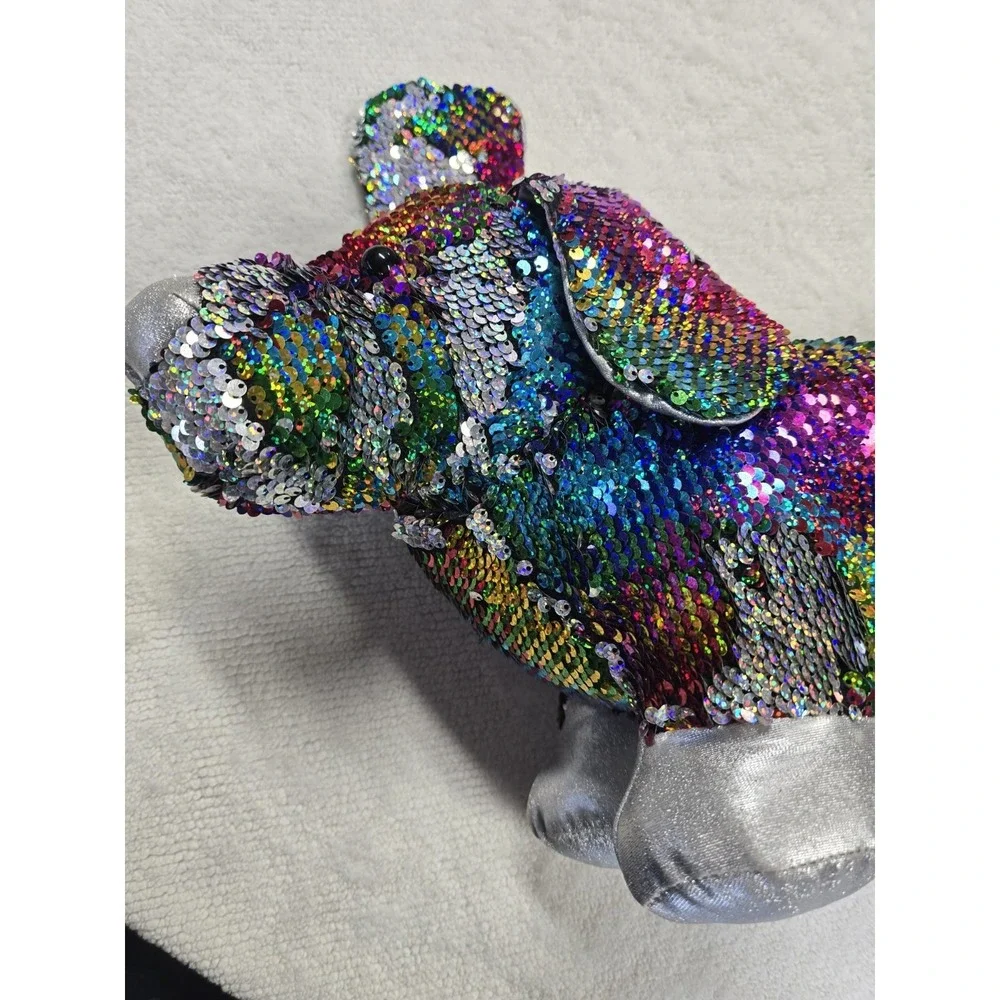 Dan Dee Sequin Dachshund Plush‎ Rainbow Silver Flip Sequins Wiener Dog Toy 19